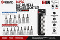 Selta Taiwan 1/4" Dr. H3-h8 Hex Allen & T8-t45 Torx Star Socket Bits