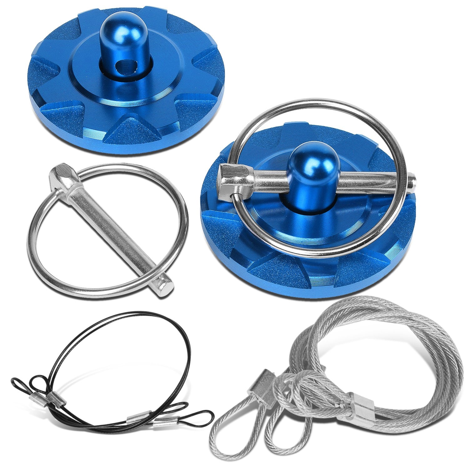 Blue Aluminum Universal Fit Bonnet Security Mount Hood Locking Latch