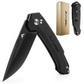 FLISSA 3.2" Folding Pocket Knife EDC Knife with Button Lock Pocket Clip D2 Blade