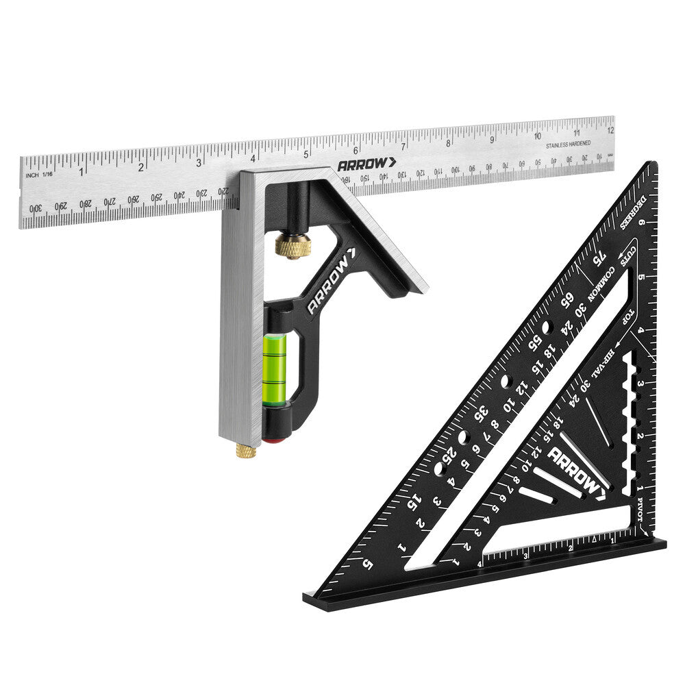 Arrow 12" Zinc Alloy Combination Square Set