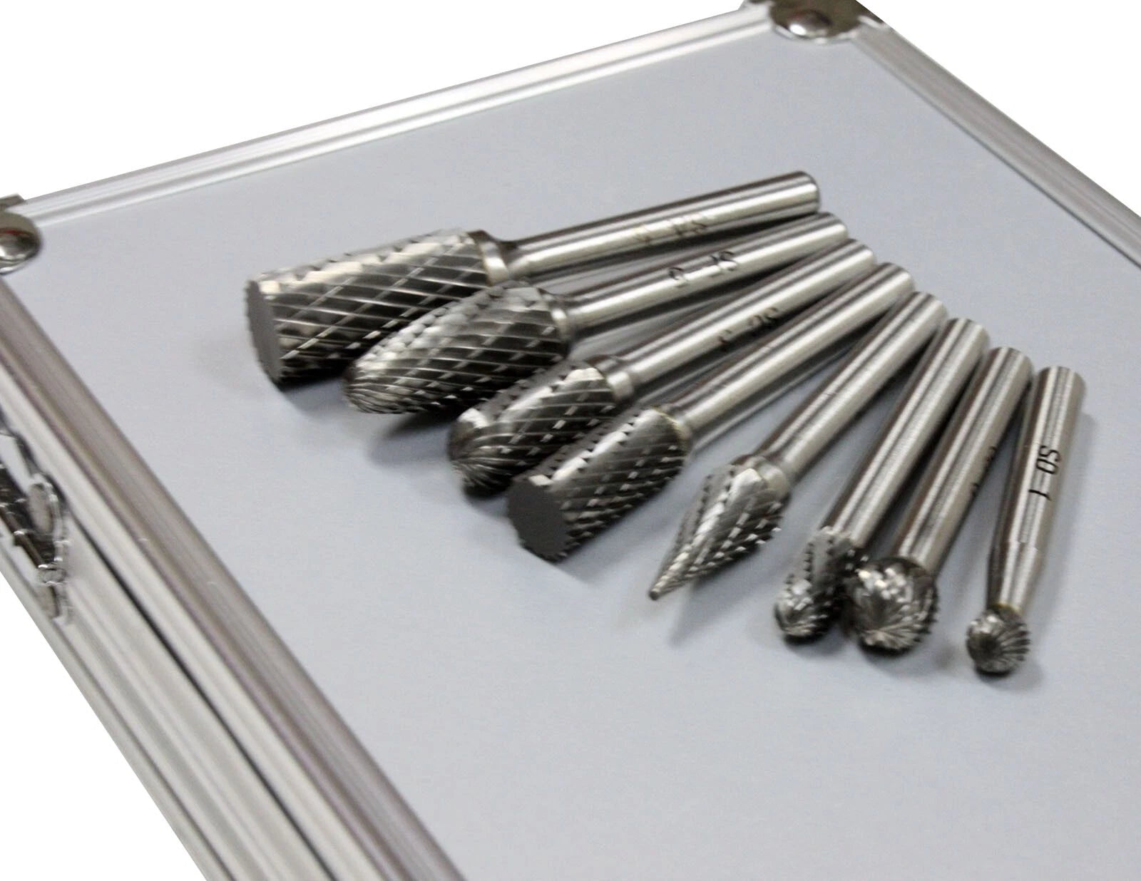 Double Cut Carbide Rotary Burr Set With Aluminum Case 1/4" Shank