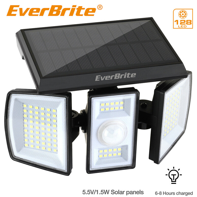 EverBrite Solar Outdoor Lights 128 LED 7000K Solar Motion Sensor IP65