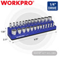 Workpro 1/4-Inch Magnetic Socket Organizer Metric Hold 26PC Standard