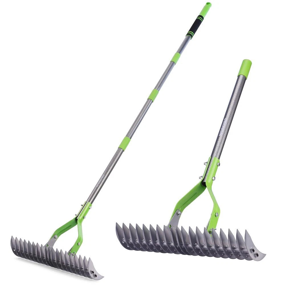 Workpro 15" Thatching Rake Heavy Duty Dethatcher Rake 5ft Handle