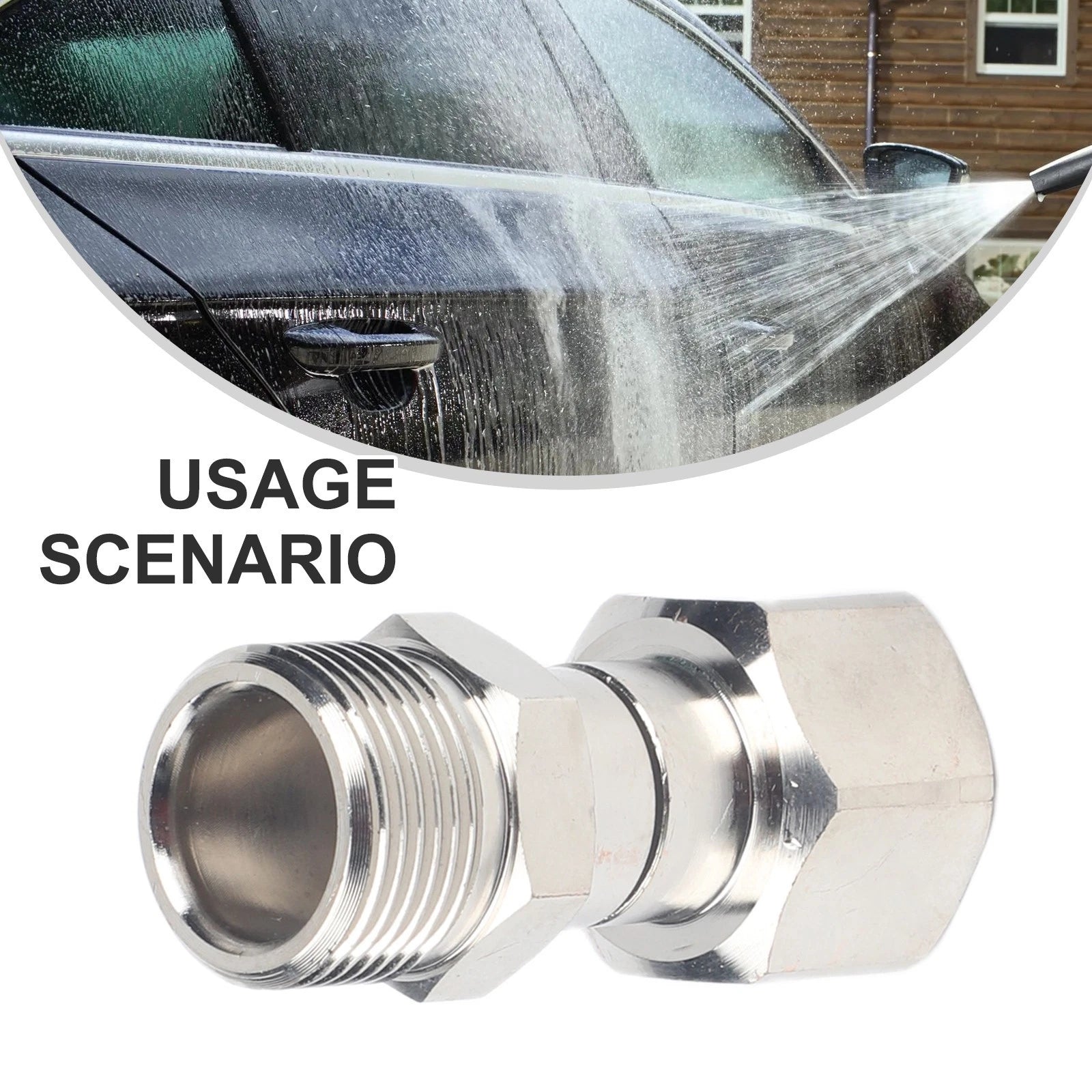 Pressure Washer Hose Swivel Connector M22 15mm Stainless Steel Quick