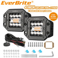 EverBrite 2PC 48W LED Light Pod Flush Mount Spot Flood White Amber