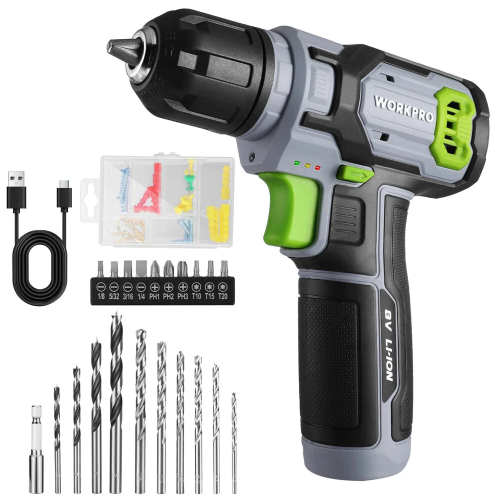 Workpro 8V Cordless Drill Driver Set Bit Electric | Built Supply Co