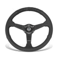 350mm 1.5inch Dish Wheel Nrg 3-spoke Black Leather Steering Wheel W/