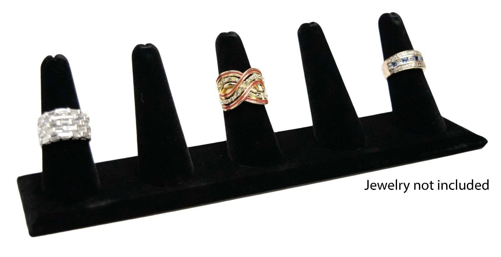 Black Velvet 5-ring Display Holder 8"x2" Five-finger Jewelry Stand