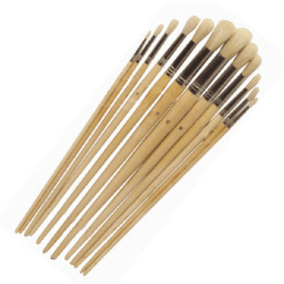 12pc ROUND TIP 13" LONG ARTIST PAINT BRUSH BRUSHES SET OIL/WATER BASE PTC-582Ope