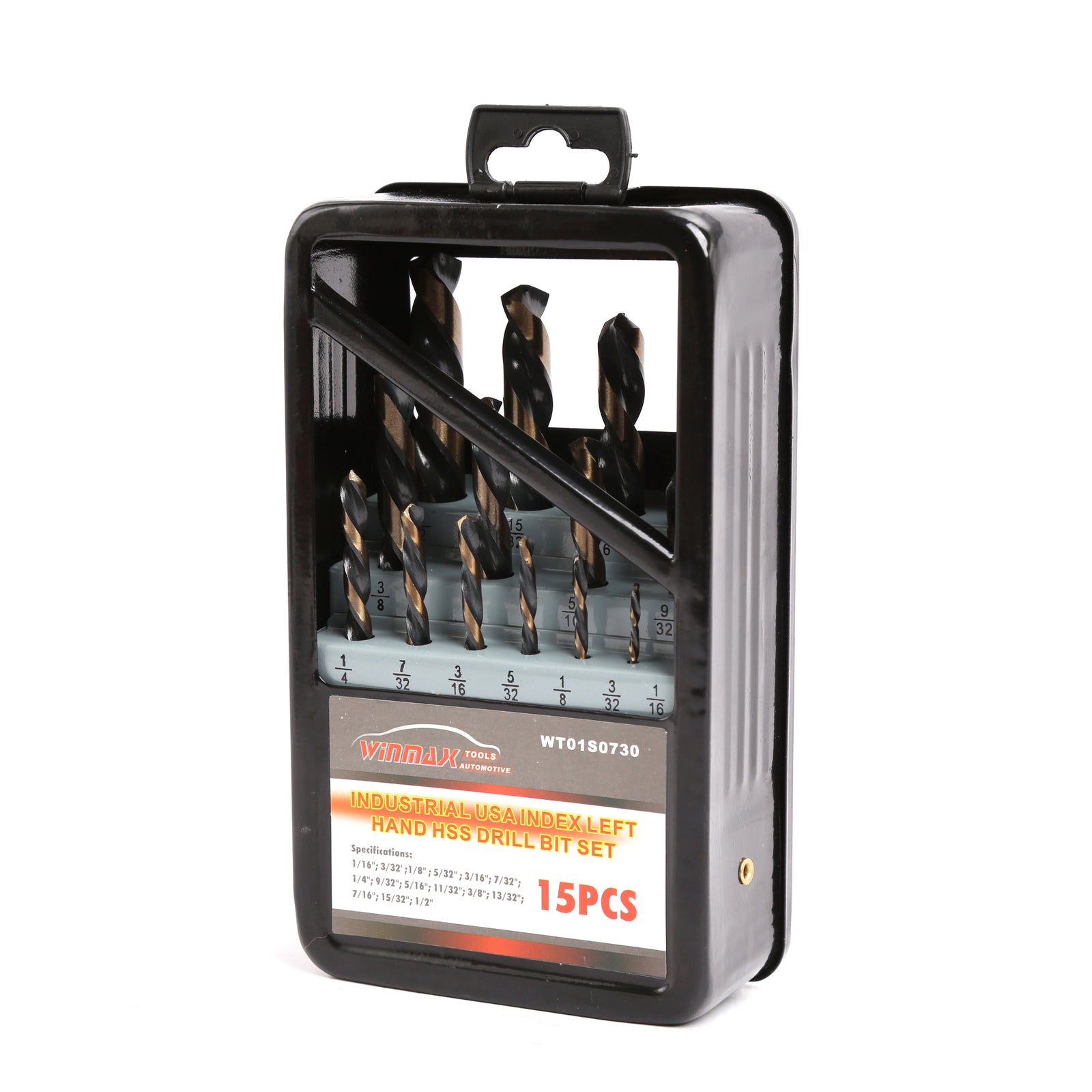 15pc Left Hand Drill Bit Set M2 HSS With Titanium Nitride Coating SAE
