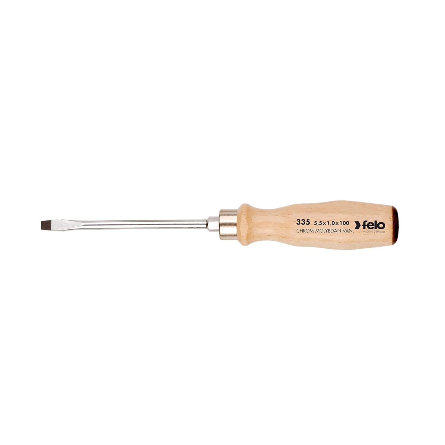 Felo Screwdriver Wooden Handle SL 12 x 2,0 x 200mm
