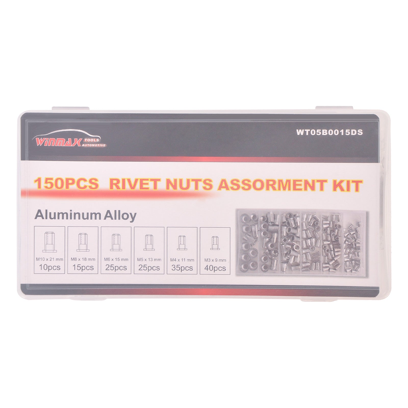 150PC Rivet Nuts Nutserts Assortment Tool Set Aluminium Alloy by Unbranded