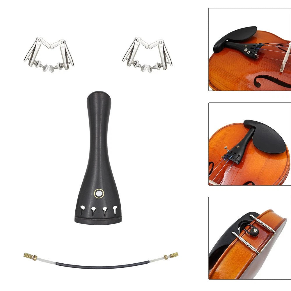 Violin Tailpiece Fine Tuners Tailgut Tailcord Kit For 3/4 4/4 Violin