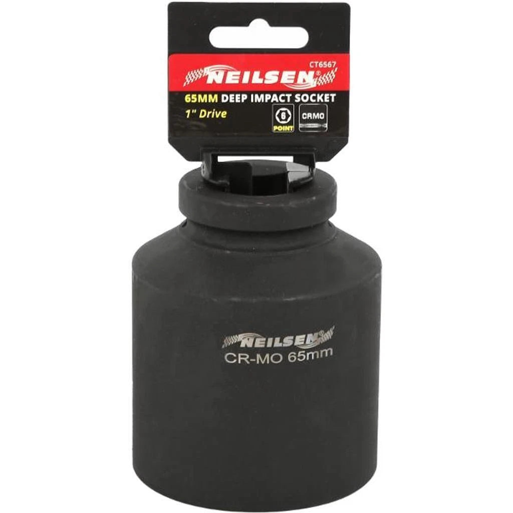 Neilsen 1" Drive Standard Deep Square Metric Single Impact Socket 65mm