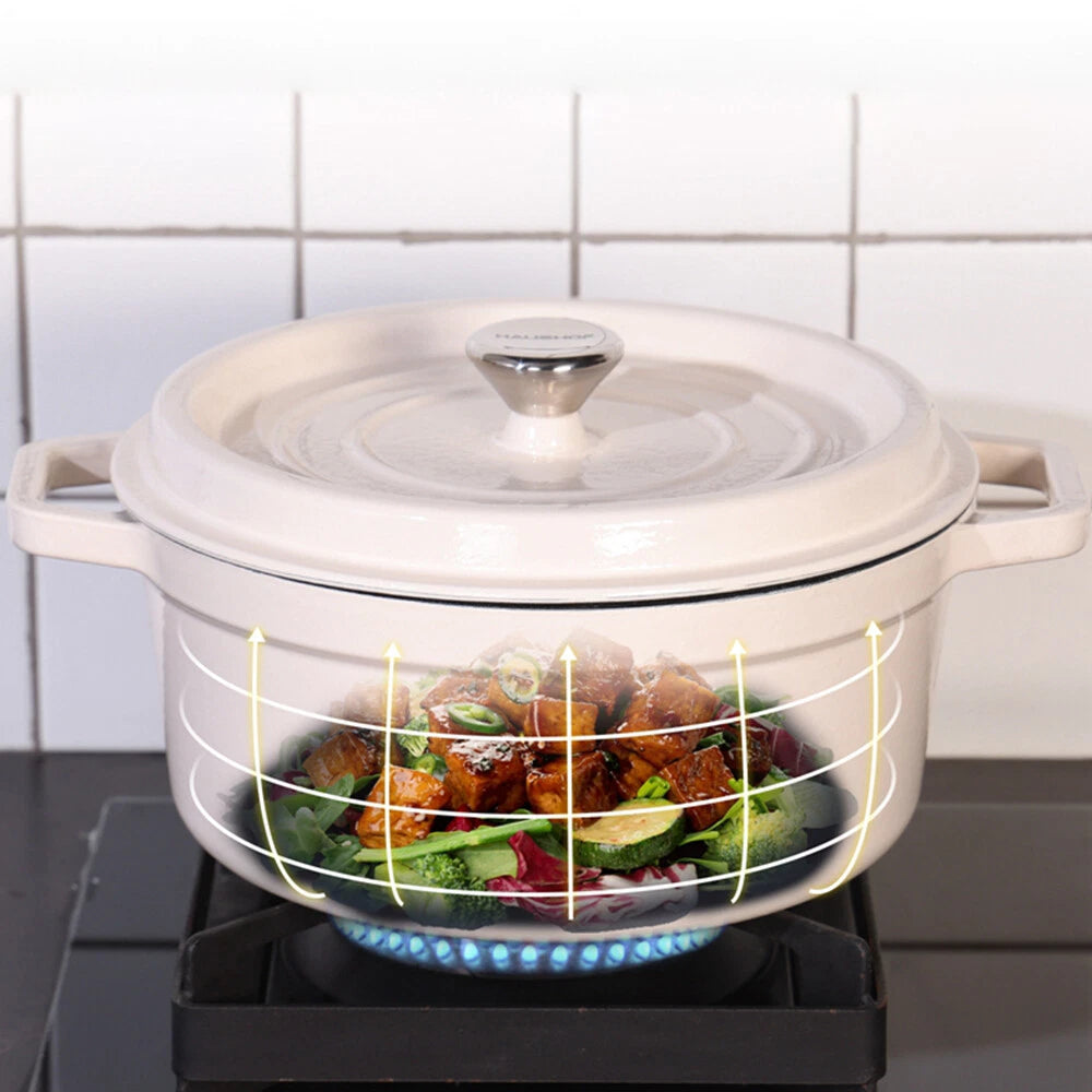 Haushof 5.3 Qt Non-stick Pot Enameled Cast Iron Dutch Oven With Lid