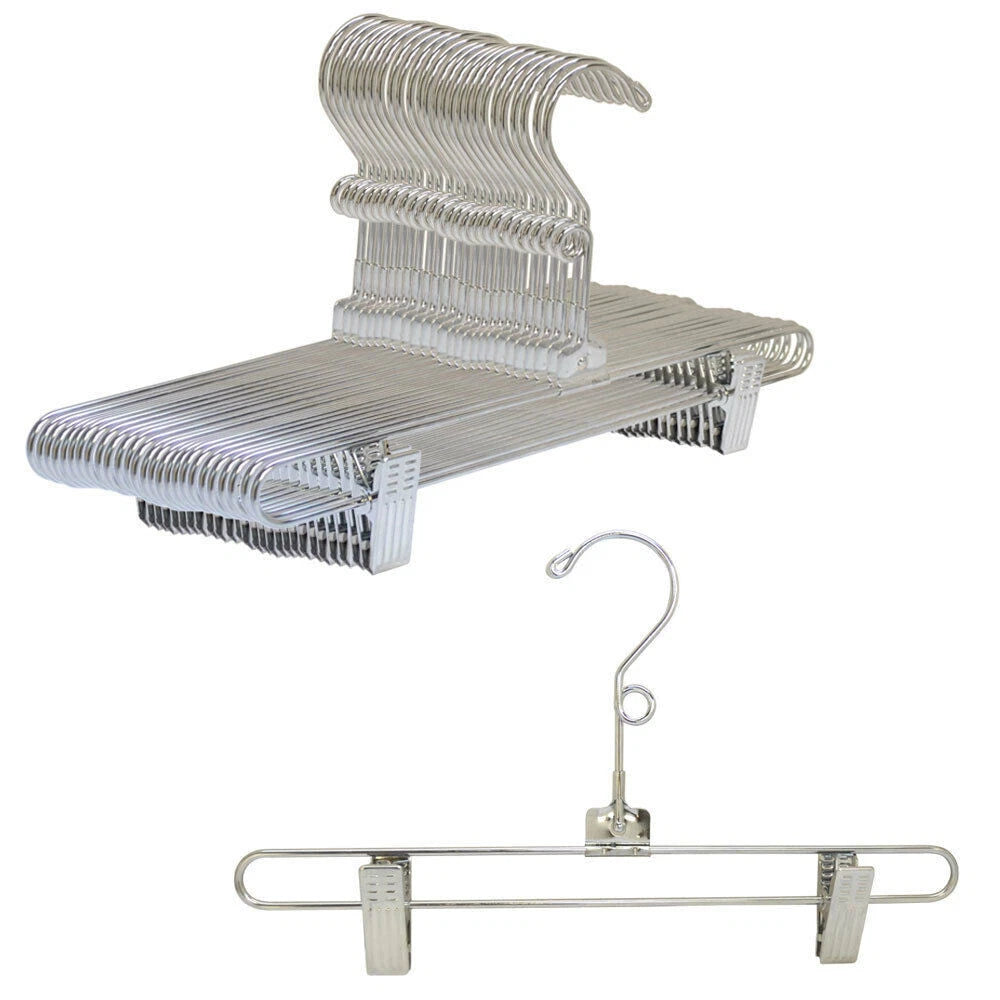 12" Pant & Skirt Hanger, Non Slip Felt Outfit Dress Hangers With Clips