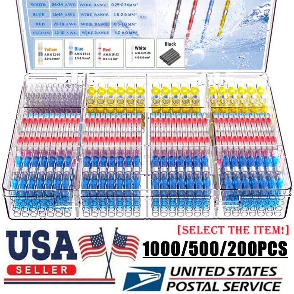 1000- Solder Stick Waterproof Seal Sleeve Heat Shrink Butt Wire