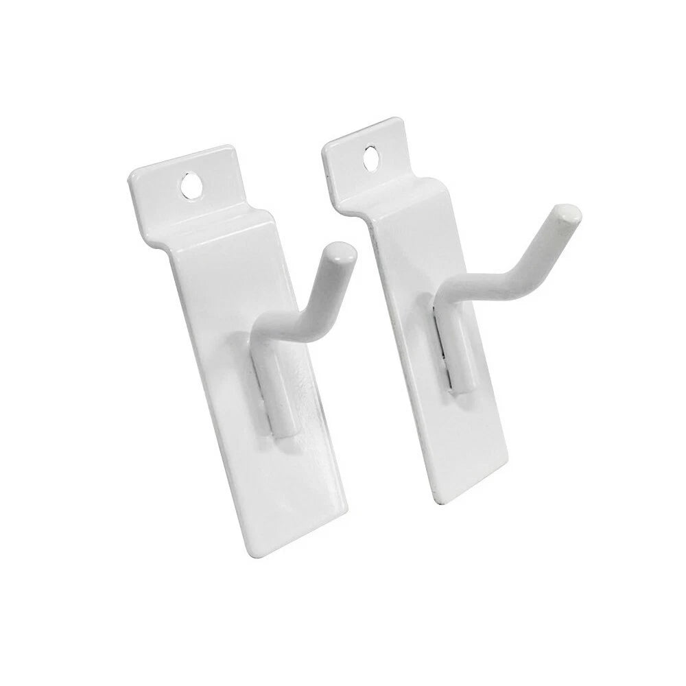 1" Slatwall Hook Panel Display Hooks, 1/4" Thickness Metal, White -