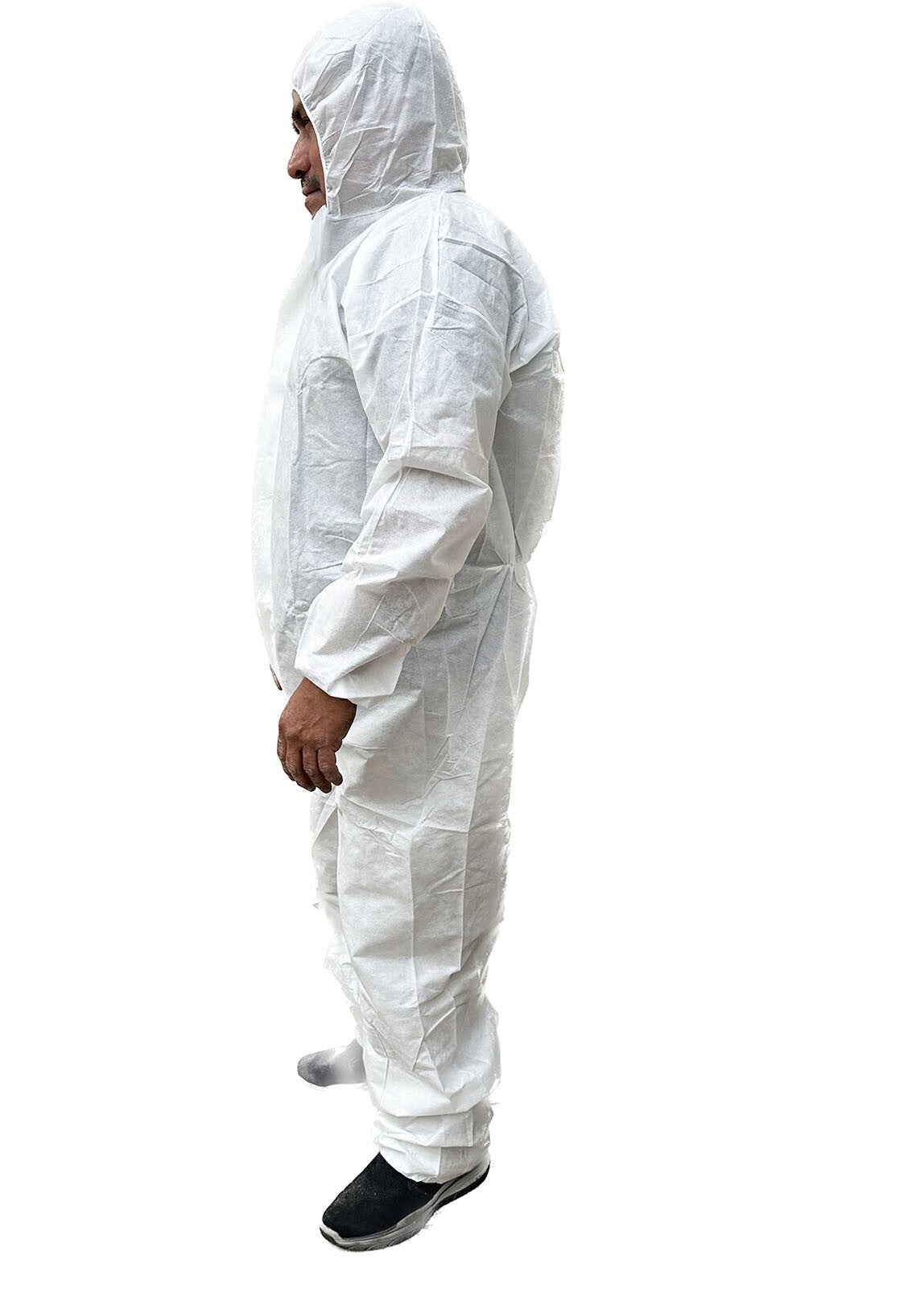 10Pk Disposable Protective Coverall w/Hood Elastic Cuff Painting working Suit
