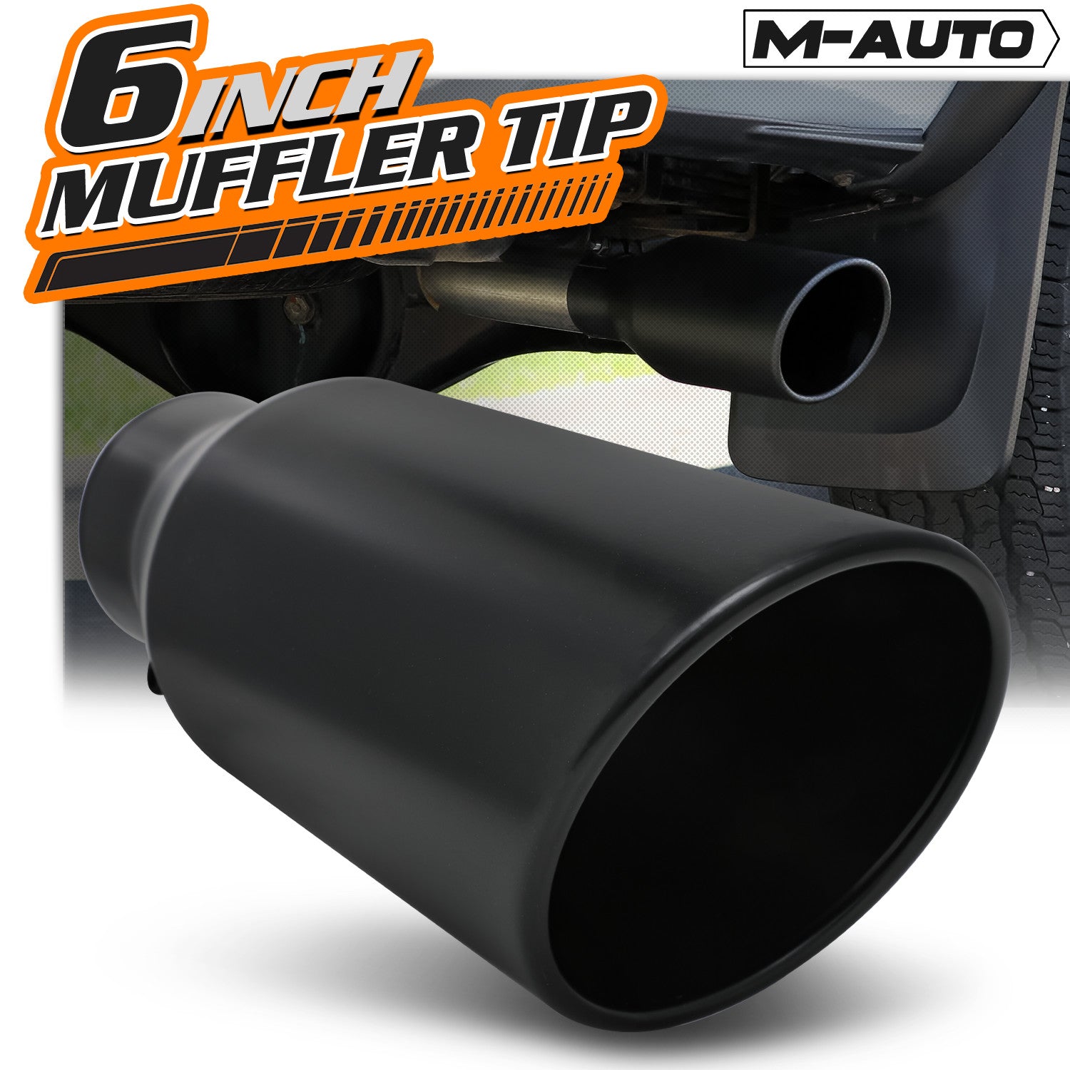 Black 15"Exhaust Pipe Tail End 5"Inlet 6"Outlet Stainle