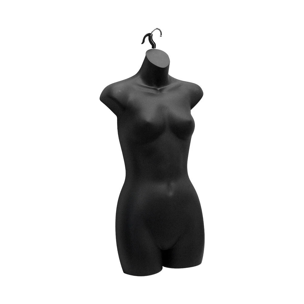 Black Plastic Molded Mannequin Female Woman Hanging Torso Body Shape