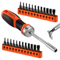 25PC Hex Screwdriver Bit Set 1/4" Ratcheting Magnetic Bit Driver