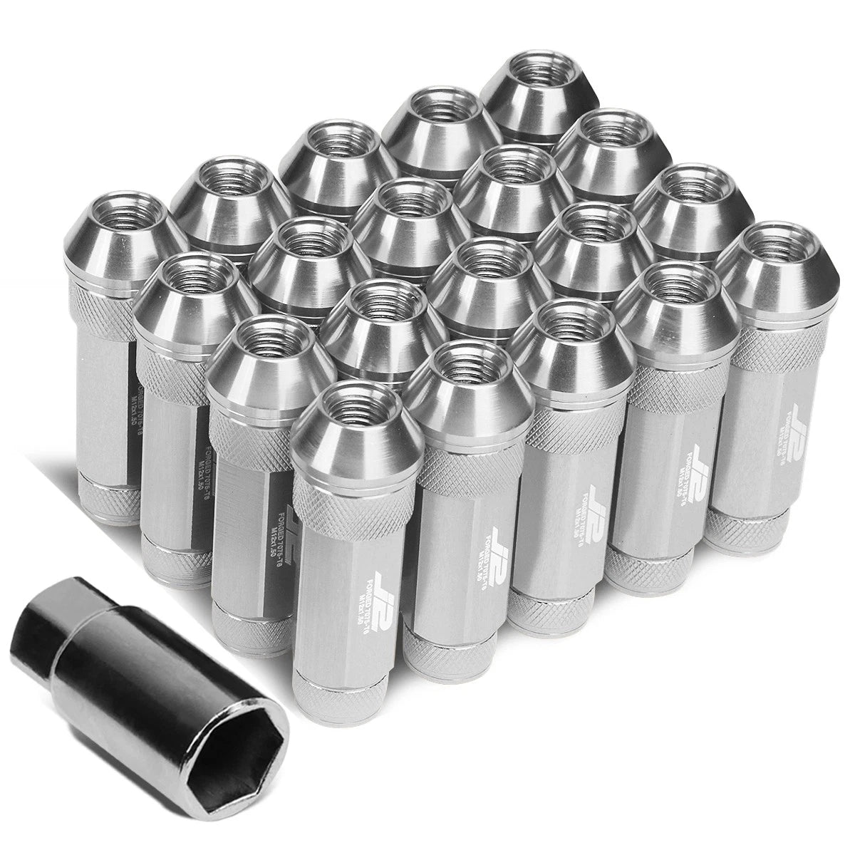 J2 7075 Forged Aluminum M12 X 1.5 7cm Open-end Lug Nut Set W/key