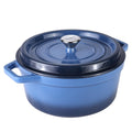 HAUSHOF 5.3QT Enameled Cast Iron Blue Dutch Oven with Lid Non-Stick Pot Rosting