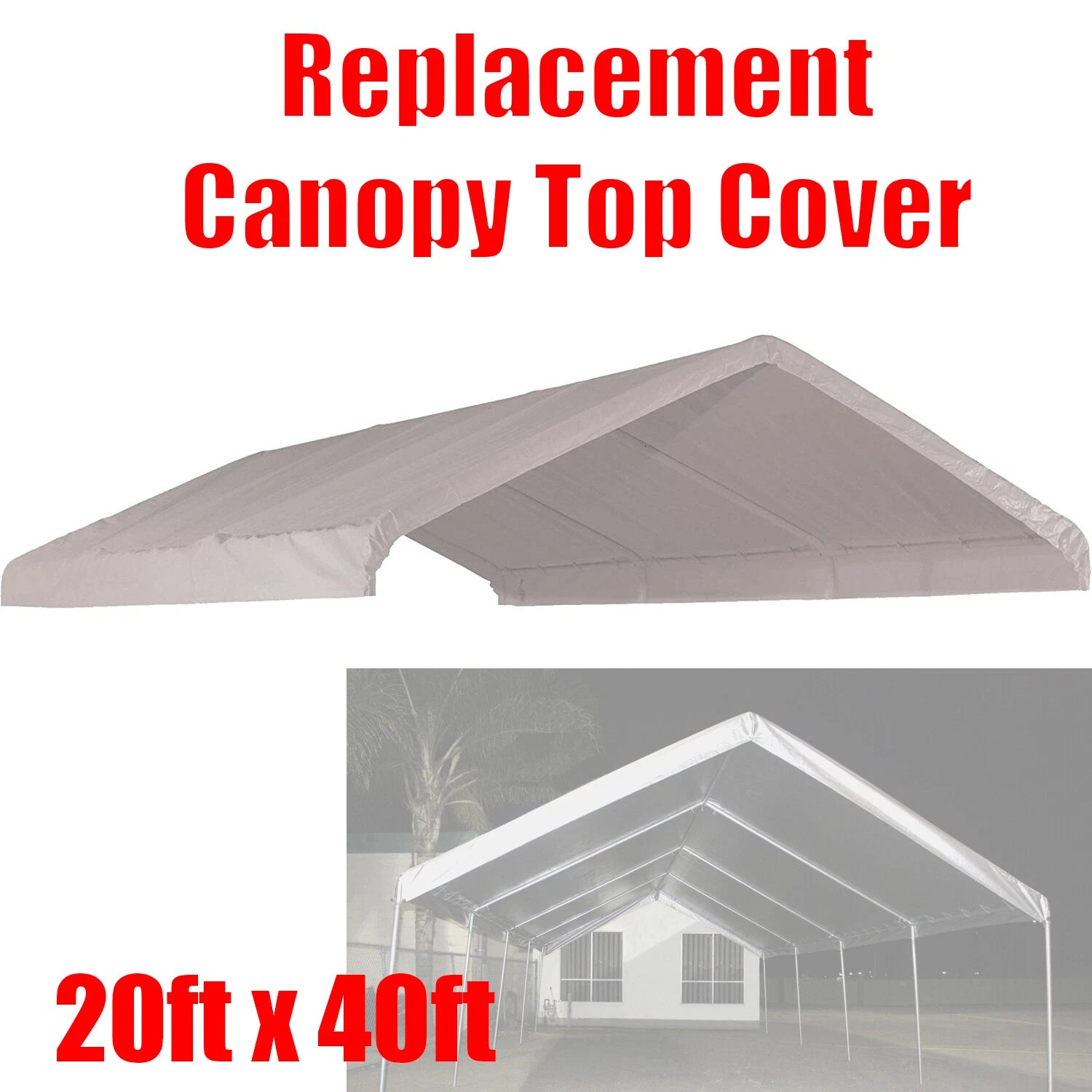 40 Feet Roof Top Cover White Tarp For Replacement Outdoor Canopy