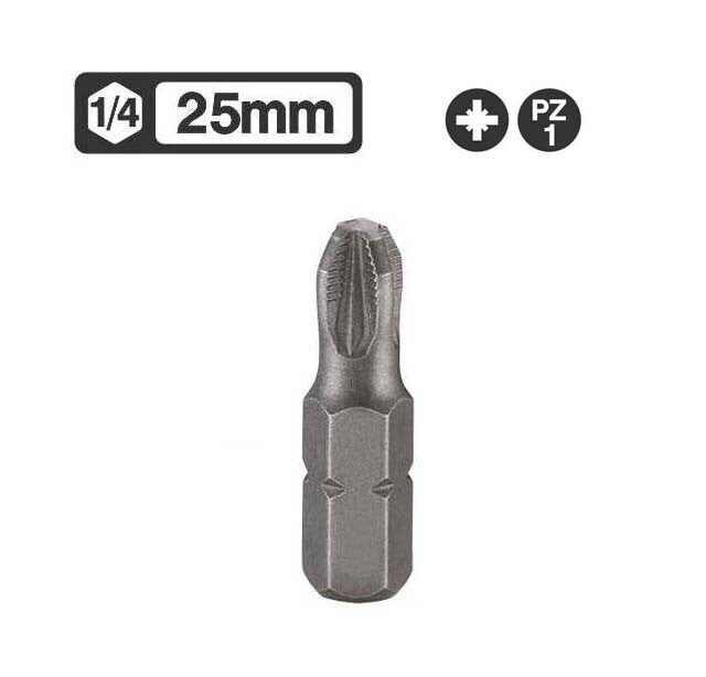 Force S2/CRMV Steel 1/4" Shank Slotted Flat/Pozidriv Bit 25mm by Force