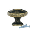 Saturn Round 1-11/32" Antique Brass Kitchen Cabinet Dresser Knob