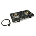 28" Tempered Glass Top Propane Gas Double 2 Burner Stove Bbq Camping