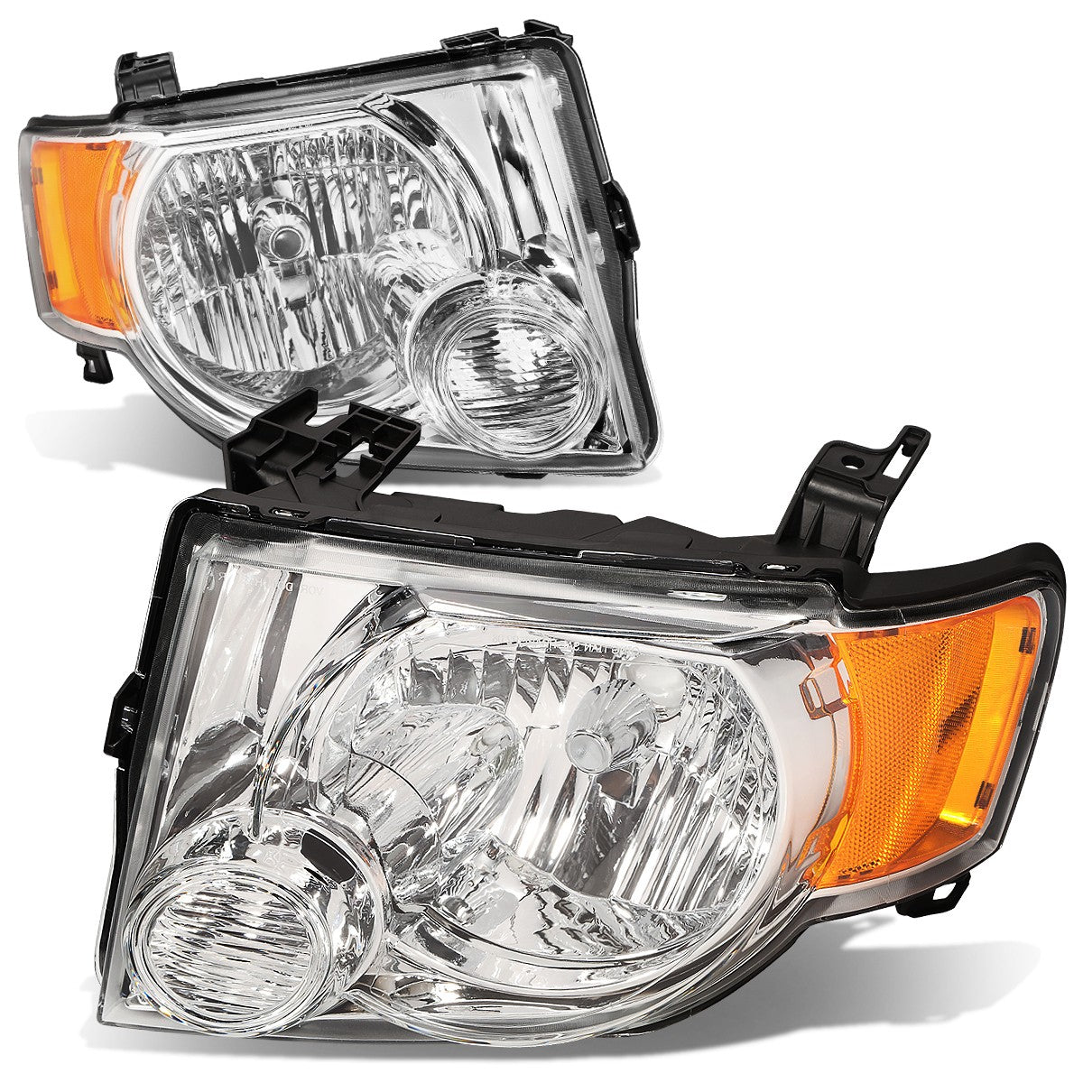 Fit 2008-2012 Ford Escape Suv Pair Chrome Housing Amber Side