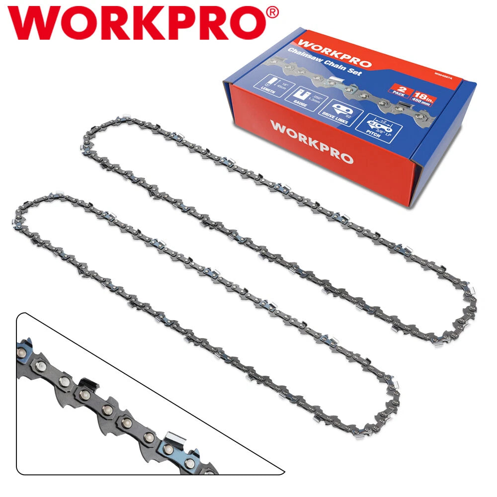Workpro 2-pack 18" Chainsaw Chain 3/8"pitch 62 Drive Link Wood