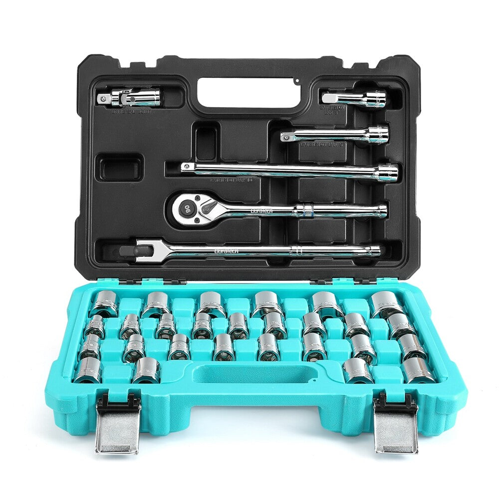 DURATECH 33PCS 1/2" Dr Socket Set Metric/SAE