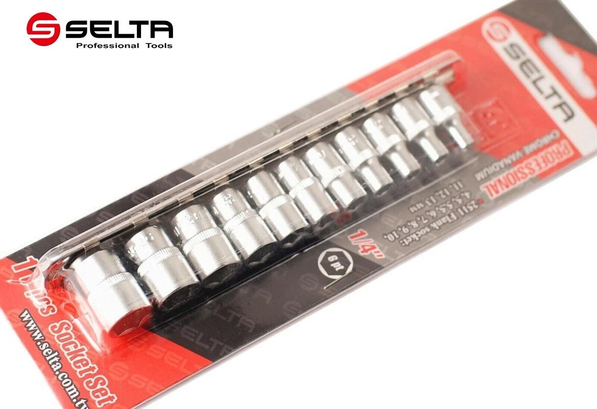 Selta Taiwan 11pc 1/4" Dr. 6pt Regular Socket Set: 4-5-5.5-6-7-8-<wbr/>9-10-11-12-13m<wbr/>m