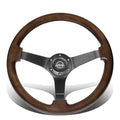 Nrg Rst-036bk-bkw 350mm 3" Deep Dish 3-spoke Mahogany Wood Racing