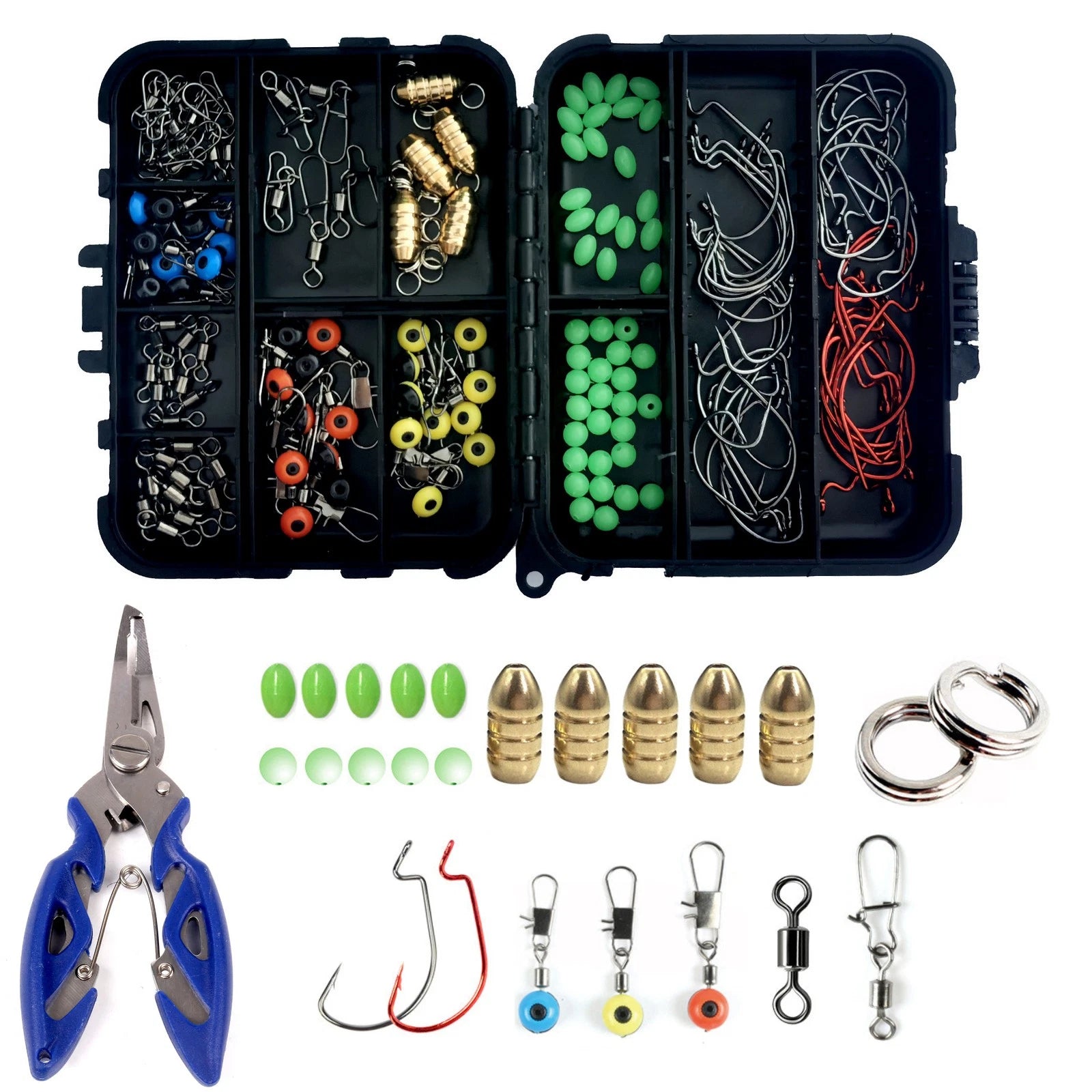 High Strength Fishing Accessories Tackle Box Swivels Snaps Hooks Rings