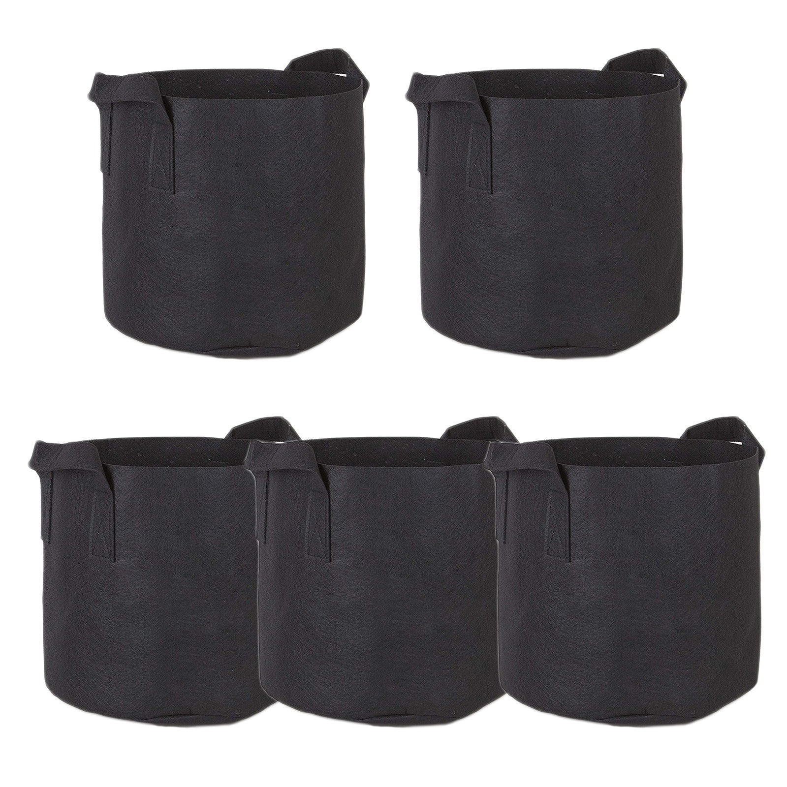 5-Pack 7 Gallon Grow Bags Aeration Fabric Pots Soil w/ Handles Plant Smart