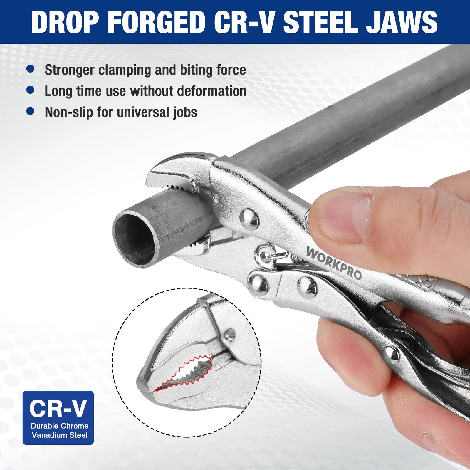 Workpro 4-inch Curved Jaw Vice Grips Pliers Chromium-vanad<wbr/>ium
