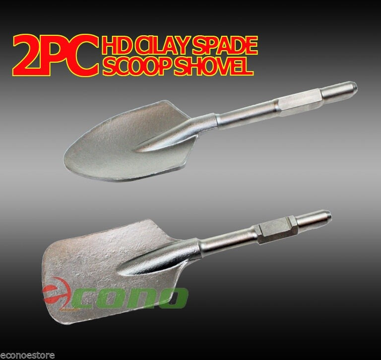 2pc Hex Shovel Head & Clay Spade Scoop Attachment