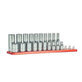 Capri Tools 1/4 In. Drive 12-point Socket Set W/ Rail, Sae, 20-piece