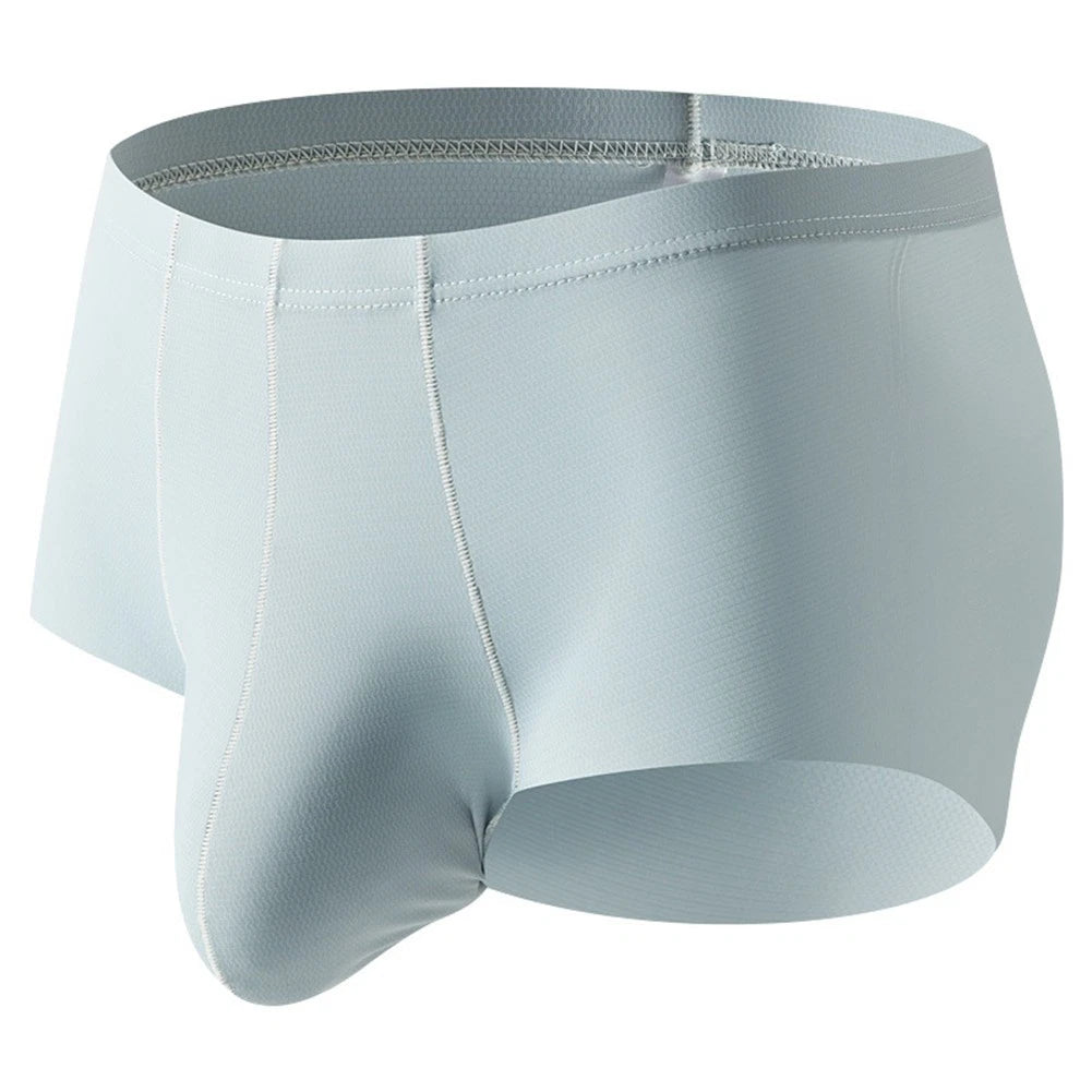 Large Size Mid Rise Mens Ice Silk Boxer Briefs In Various Solid Colors