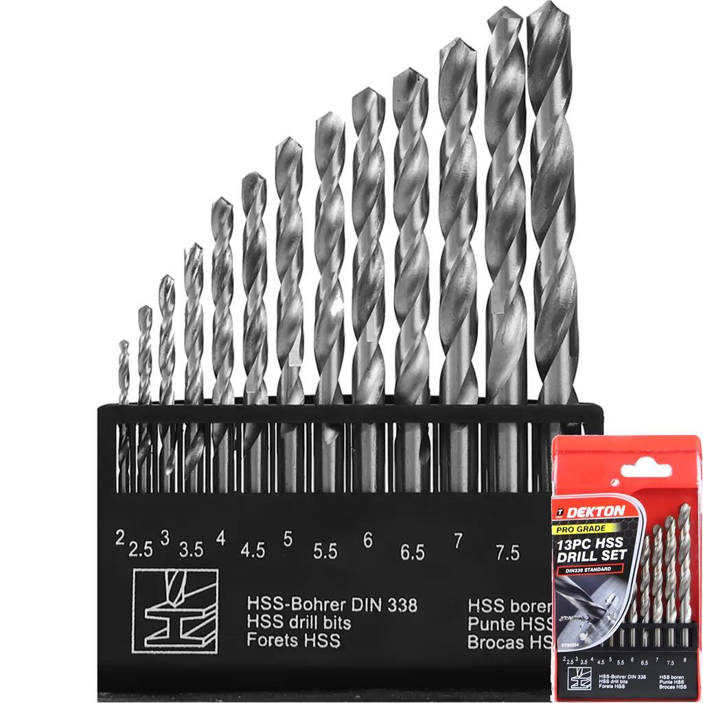 Dekton 13pc Metal Hss Drill Set Pro Metric 2mm - 8mm St
