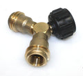 Lp Propane Y-splitter Tee Solid Brass Male Qcc & 2-female Qcc 4 Bbq