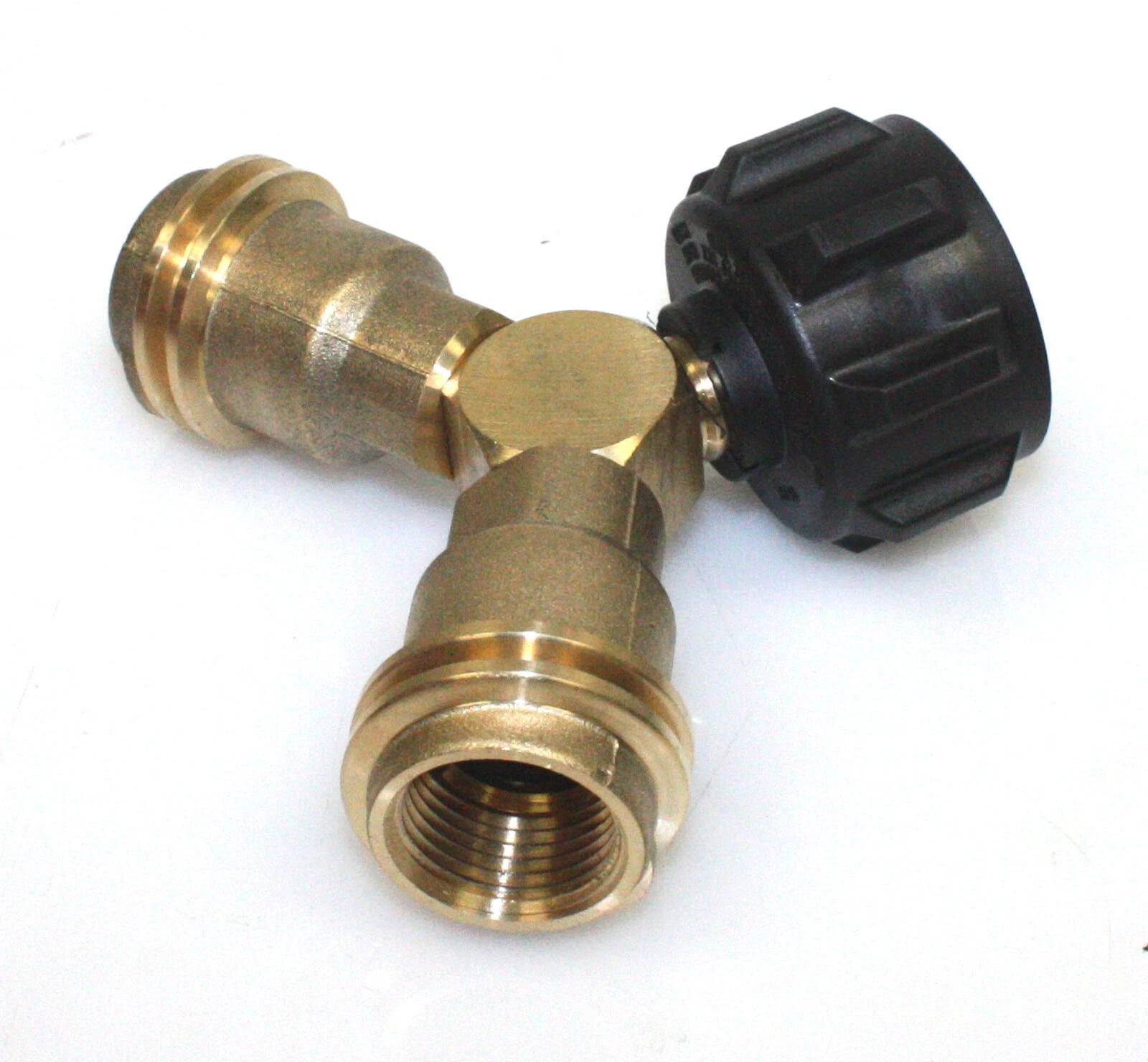 Lp Propane Y-splitter Tee Solid Brass Male Qcc & 2-female Qcc 4 Bbq