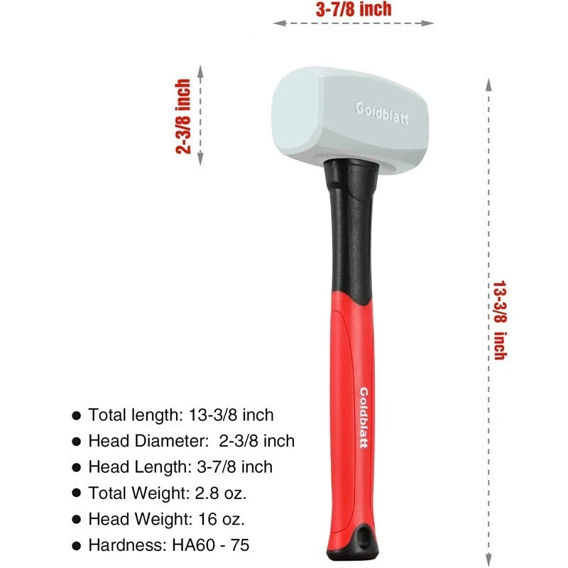 Goldblatt Rubber Mallet 16 Oz With Solid Head & Soft-grip Handle