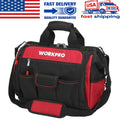 WORKPRO 16" Top Wide Mouth Tool Bag with Water Proof Rubber 