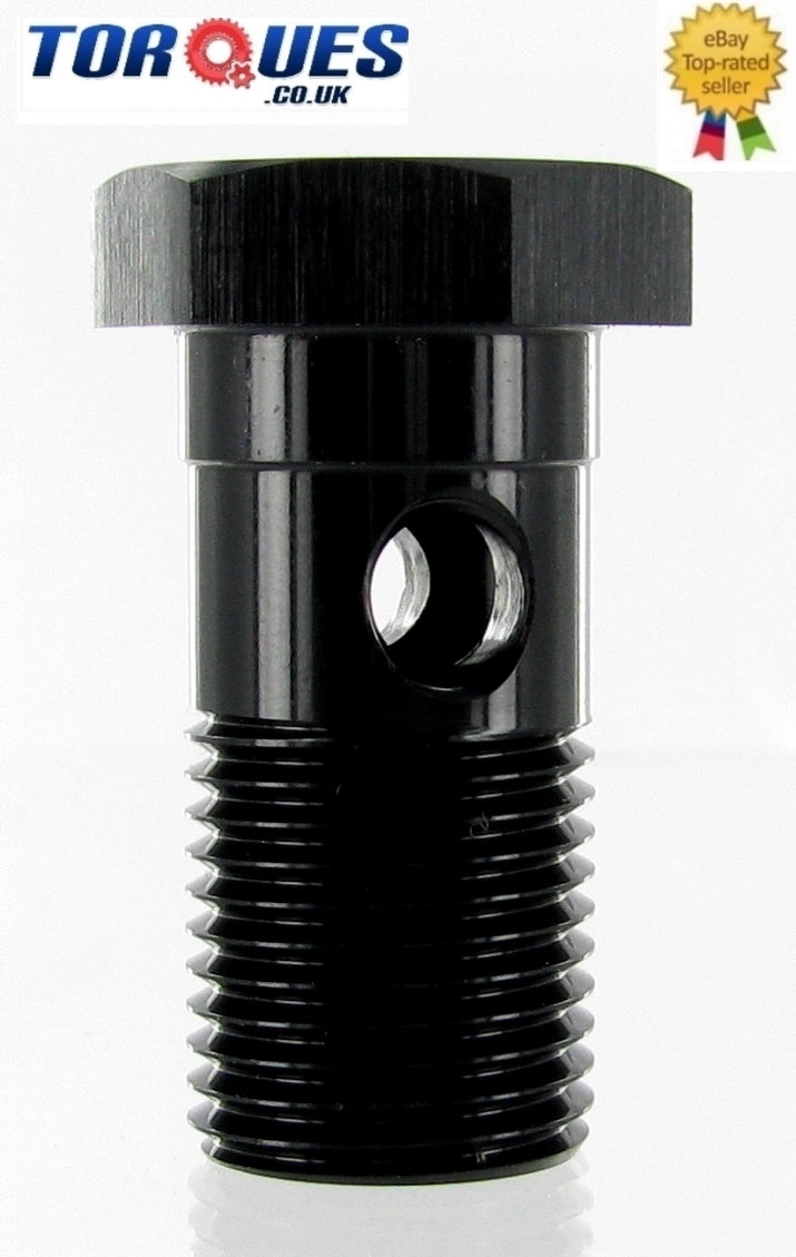 M16 x 1.5mm Aluminium Single Banjo Bolt 32mm Long in Black
